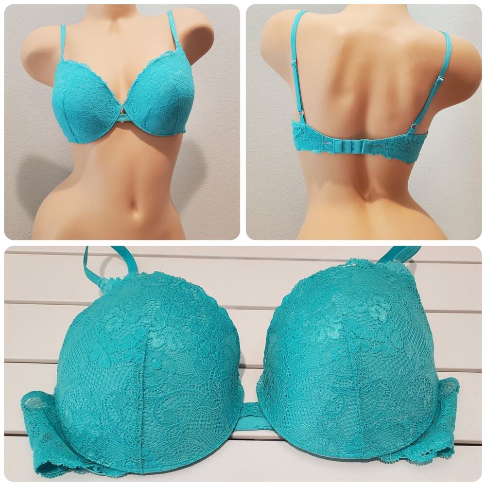 Victoria's Secret Angels Edition Vintage Nylon Blend Push Up Bra Floral Blue